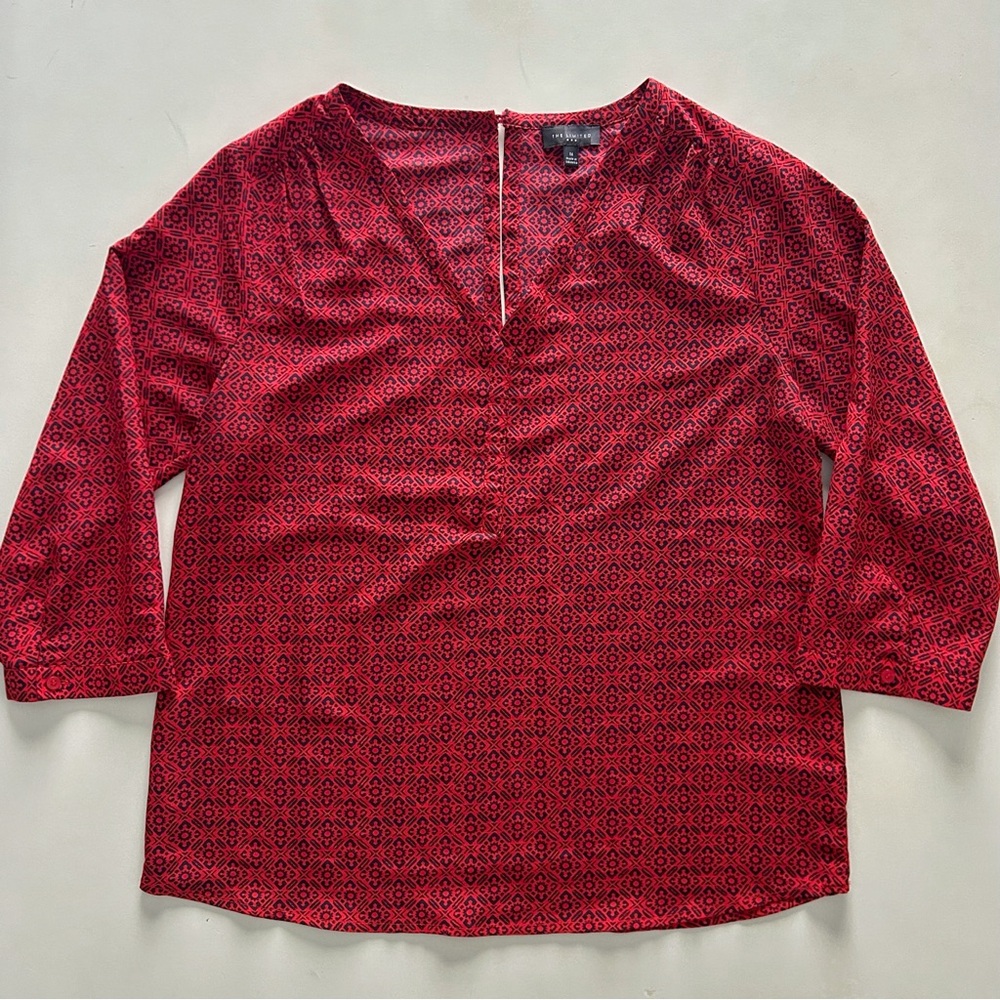 The Limited Red Black Geometric Patterned Blouse Spring Trend Size M